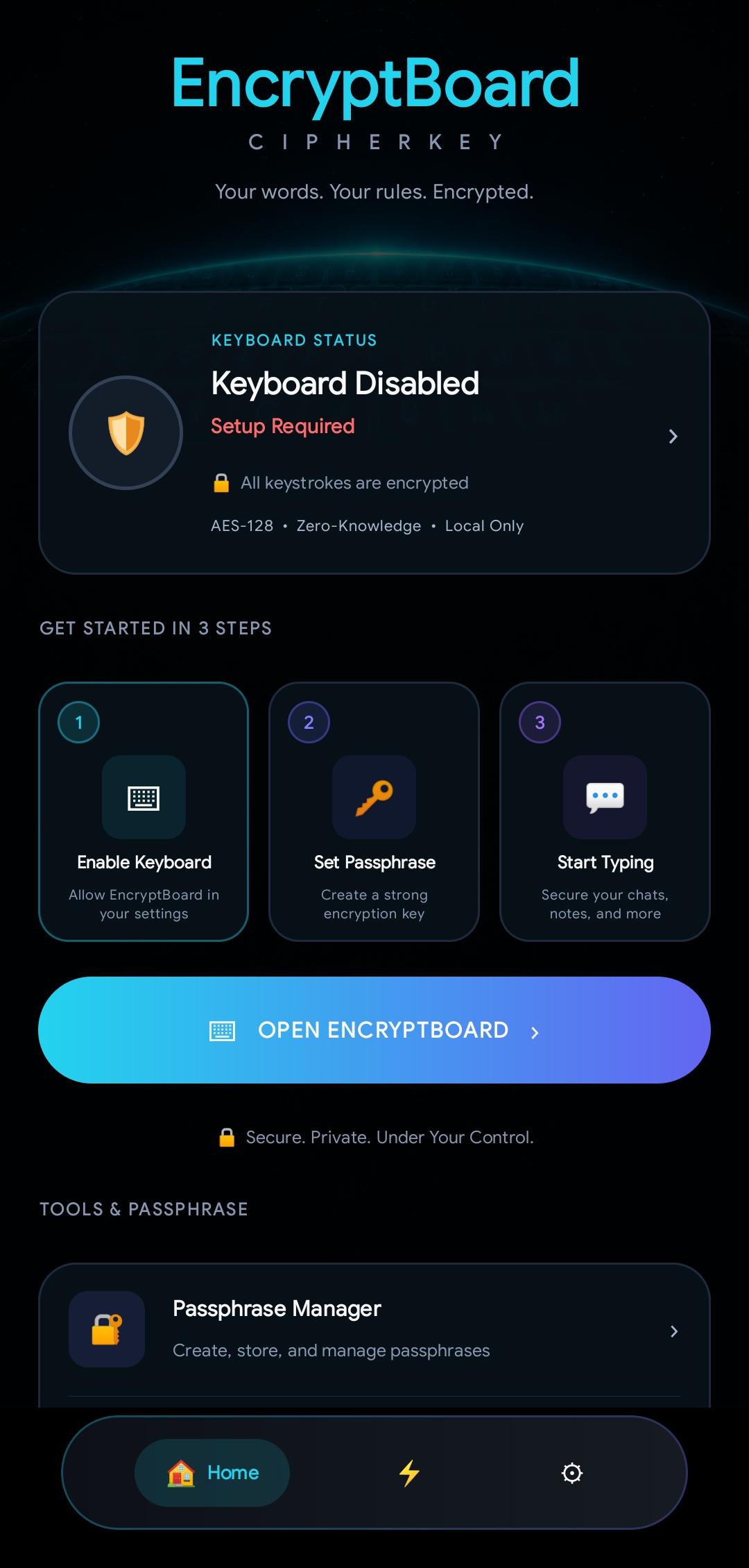 EncryptBoard Keyboard Mobile Client